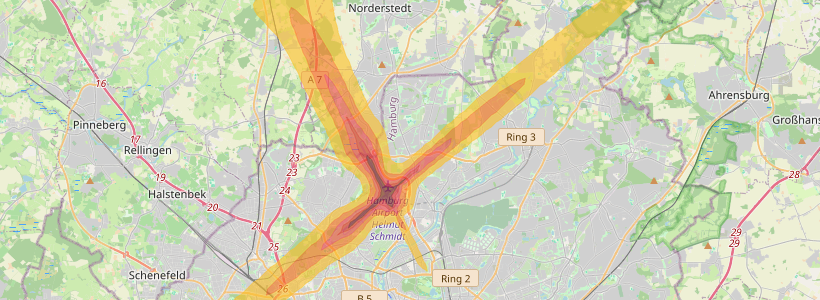 Fluglärm-Lärmzone Flughafen Hamburg – Karte