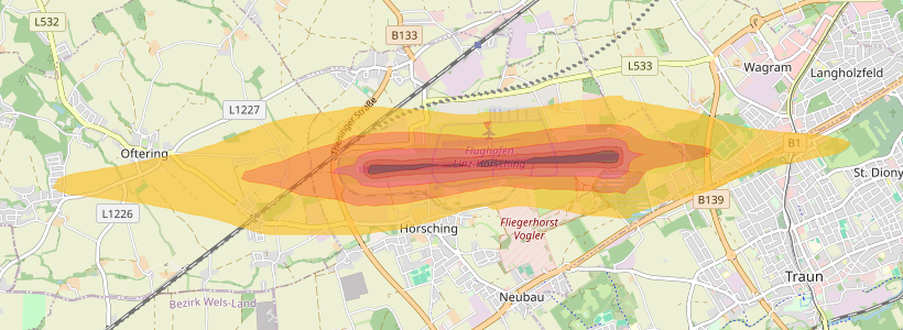 Fluglärm-Lärmzone Flughafen Linz/Hörsching – Karte